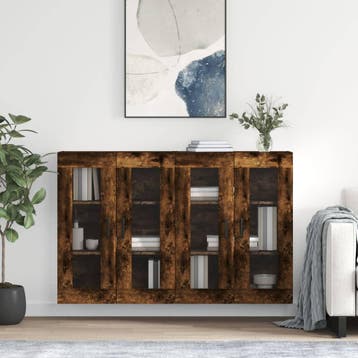 vidaXL Hangkasten 2 st bewerkt hout gerookt eikenkleurig, Verzenden, Nieuw, Overige houtsoorten
