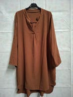 Italiaanse tuniek jurk bruin V-hals maat 46, Made in Italy, Bruin, Maat 46/48 (XL) of groter, Zo goed als nieuw