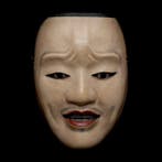 Signed Japan Wooden Noh Mask of KANTAN-OTOKO   (with