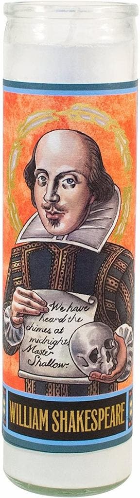 William Shakespeare Secular Saint Candle - 8.5 Inch Glass, Huis en Inrichting, Woonaccessoires | Kandelaars en Kaarsen, Verzenden