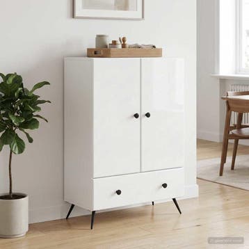vidaXL Dressoir Hoogglans Wit 66 x 34,5 x 95 cm Bewerkt hout, Verzenden, Nieuw, Overige houtsoorten, Minder dan 50 cm