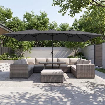 2dekans | Coast Dubbeldak Parasol 430 x 276 x 260 cm Extra, Ophalen of Verzenden, Zo goed als nieuw