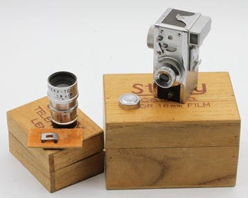 Riken Steky + boîtes d’origine en bois Subminiatuur camera, Nieuw
