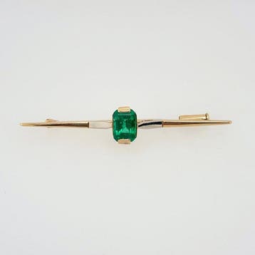 Broche - 14 karaat Geel goud, Witgoud Smaragd, Sieraden, Tassen en Uiterlijk