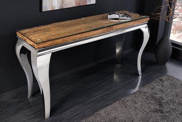 Design Console Tafel MODERN BAROK 140cm Naturel Chroom Teak, Ophalen of Verzenden, Nieuw
