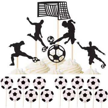 Voetbal taart topper en cupcake set, Ophalen of Verzenden, Nieuw, Taarten of Cupcakes, Versiering