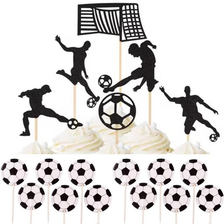 Voetbal taart topper en cupcake set, Hobby en Vrije tijd, Taarten en Cupcakes maken, Taarten of Cupcakes, Nieuw, Versiering, Ophalen of Verzenden