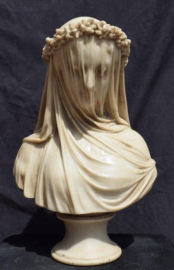 sculptuur, Vergine Velata - 6 kg - 35 cm - Carrara-marmer, Antiek en Kunst