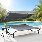 vidaXL Loungebed met luifel grijs, Tuin en Terras, Verzenden, Nieuw
