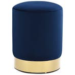 Poef Blauw Fluweel 36cm | Laatste Stuk!, Huis en Inrichting, Banken | Voetenbanken en Poefen, Minder dan 50 cm, Luxueus, Rond