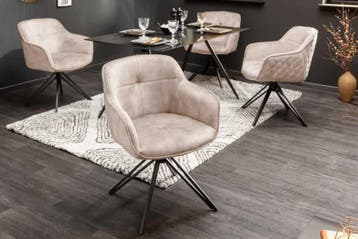 Draaibare design stoel EUPHORIA champagne grijs fluweel met, Ophalen of Verzenden, Nieuw