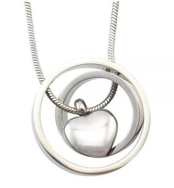 Assieraad, ashanger rvs hart circle, Nieuw, Zilver, Overige materialen, Hart