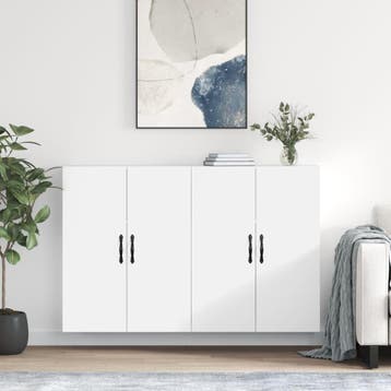 vidaXL Hangkasten 2 st bewerkt hout wit, Minder dan 50 cm, Verzenden, Nieuw, Minder dan 100 cm