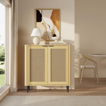 Commode Lukhomso 83x80x40 cm eikenkleurig en zwart [en.casa], Verzenden, Nieuw