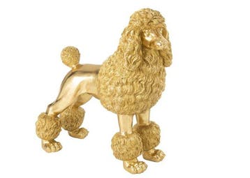 Beeld, Poodle Dog - Luxury Gold - 26 cm - Hars