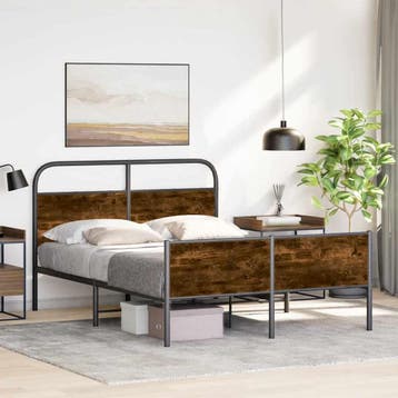 vidaXL Bedframe zonder matras bewerkt hout sonoma eikenkleur, Huis en Inrichting, Slaapkamer | Bedden, Bruin, Verzenden, Nieuw