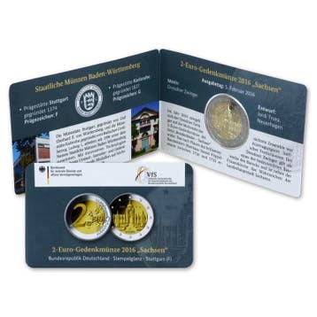 Duitsland 2 Euro Sachsen 2016 Coincard F, Verzenden