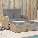vidaXL Tuinbank 2-zits met kussens poly rattan beige, Tuin en Terras, Tuinsets en Loungesets, Verzenden, Nieuw