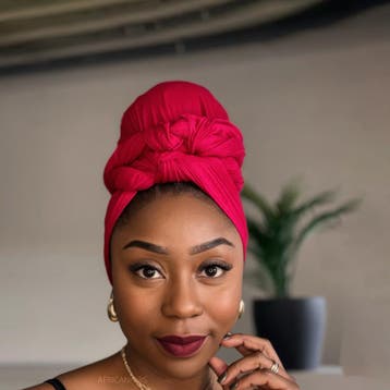 Donkerrood hoofddoek - Headwrap van stretchy Jersey stof, Ophalen of Verzenden, Nieuw