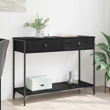 vidaXL Wandtafel Zwart Eiken 100 x 34,5 x 75 cm Bewerkt hout, Huis en Inrichting, Minder dan 45 cm, Verzenden, Nieuw, 70 cm of meer