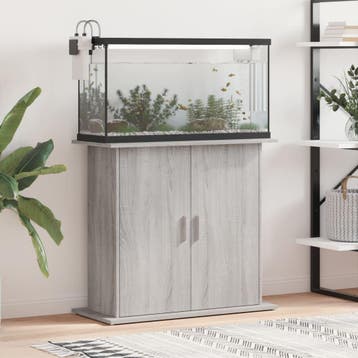 vidaXL Aquariumstandaard 81x36x73 cm bewerkt hout grijs, Dieren en Toebehoren, Verzenden, Nieuw