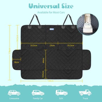 Hondendeken auto achterbank - hondenmat - 137x121 cm - Zwart, Verzenden, Zo goed als nieuw