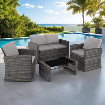 Wicker lounge Lucca - grijs/lichtgrijs, Verzenden, Nieuw