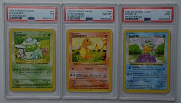 Pokémon - 3 Graded card - Bulbasaur, Charmander, Squirtle 44, Nieuw