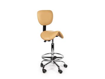 Zadelkruk Rugleuning Beige - Standaard + Voetsteun, In hoogte verstelbaar, Nieuw, Kunststof