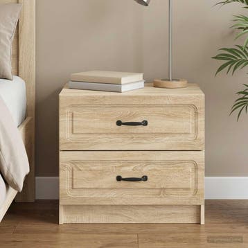 vidaXL Nachtkastje Sonoma Eiken 62 x 34,5 x 44,5 cm Bewerkt, Minder dan 45 cm, Verzenden, Nieuw, Minder dan 55 cm