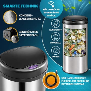 Sensor afvalbak Zilver roestvrij staal 40 liter (Huishouden), Verzenden, Nieuw