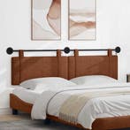 vidaXL Hangend hoofdbord Met LED-verlichting Bruin Antiek PU, Verzenden, Nieuw, Bruin, Overige materialen
