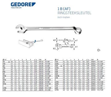 Gedore 1 B 13/16AF Ringsteeksleutel 280 mm, Verzenden, Nieuw