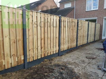 Schutting laten plaatsen hout beton antraciet €120,- Per M1, Nieuw, Hout, 1 tot 2 meter
