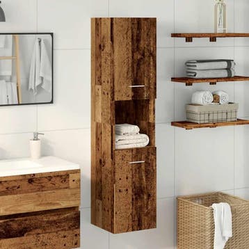 vidaXL Badkamerwandkast 30x30x130 cm bewerkt hout oud, Verzenden, Nieuw