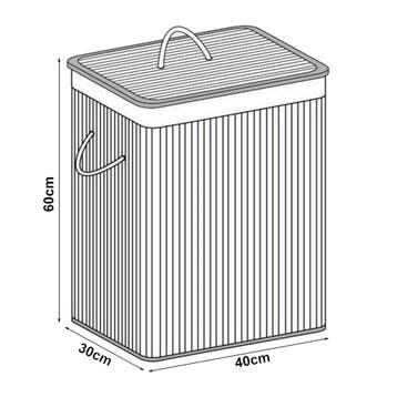 [en.casa] Wasmand Salla bamboe met waszak 60x40x30 cm 72 L b, Verzenden, Nieuw