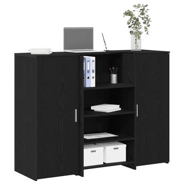 vidaXL Receptiebalie 135x50x103,5 cm bewerkt hout zwart, Huis en Inrichting, Verzenden, Nieuw
