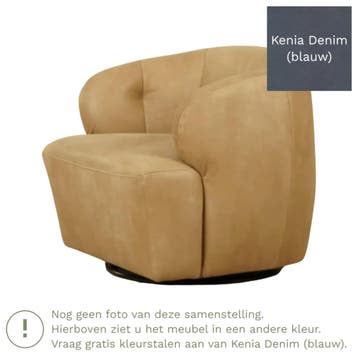 Leren draaifauteuil Cloud - Kenia Denim (blauw), Bohemian, Eigentijds, Klassiek, Modern, Retro, Romantisch, Scandinavisch, Vintage