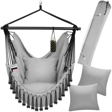 Hangstoel Malika, boho-stijl, draagkracht 150kg - grijs, Verzenden, Nieuw