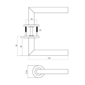 Intersteel deurkruk Q 01 op rozet verdekt ø52x6mm -  PVD, Verzenden, Nieuw