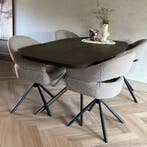 Eetkamerstoel met armleuning | Stof | Taupe | DS4U Bibi, Ophalen of Verzenden, Nieuw