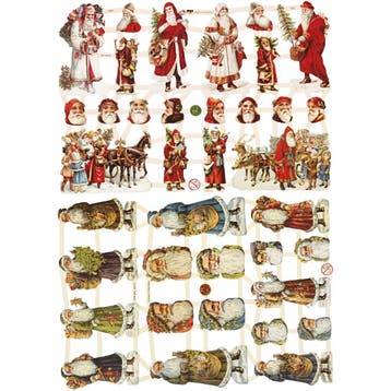 Vintage plaatjes, Kerstman, vel 16,5x23,5 cm, 2 vel/ 1 doos, Nieuw