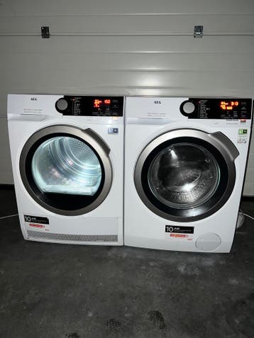 TOPSET! AEG 9KG Stoom Wasmachine AEG 8KG Warmtepompdroger!, Energieklasse A of zuiniger, Minder dan 85 cm, 8 tot 10 kg, Ophalen of Verzenden