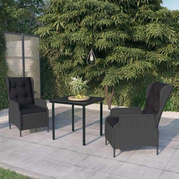 vidaXL 3-delige Tuinset donkergrijs, Verzenden, Nieuw, 2 zitplaatsen, Tuinset