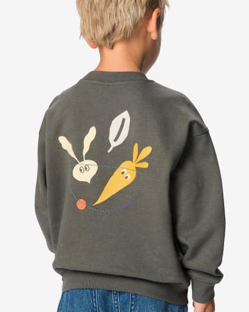HEMA Kindertrui sweatstof groenten grijs, Verzenden, Nieuw