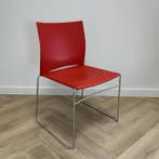 Viasit kantinestoel / stapelstoel, rood - chroom, Ophalen of Verzenden, Gebruikt, Stof, Eén