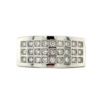 Witgouden Bigli ring met diamant 18 krt, Verzenden, Zo goed als nieuw, Goud