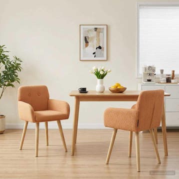 vidaXL Eettafelstoelen 2 st Bouclé Beige 59 x 57 x 85 cm, Verzenden, Nieuw