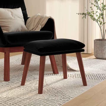 vidaXL Voetenbank 45x29,5x35 cm fluweel zwart, Verzenden, Nieuw