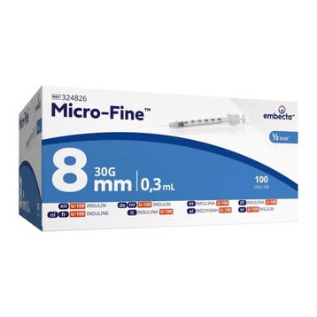 BD Micro-Fine Insulinespuit 0,3 ml U100 met Naald 30G x 8 mm, Verzenden, Nieuw